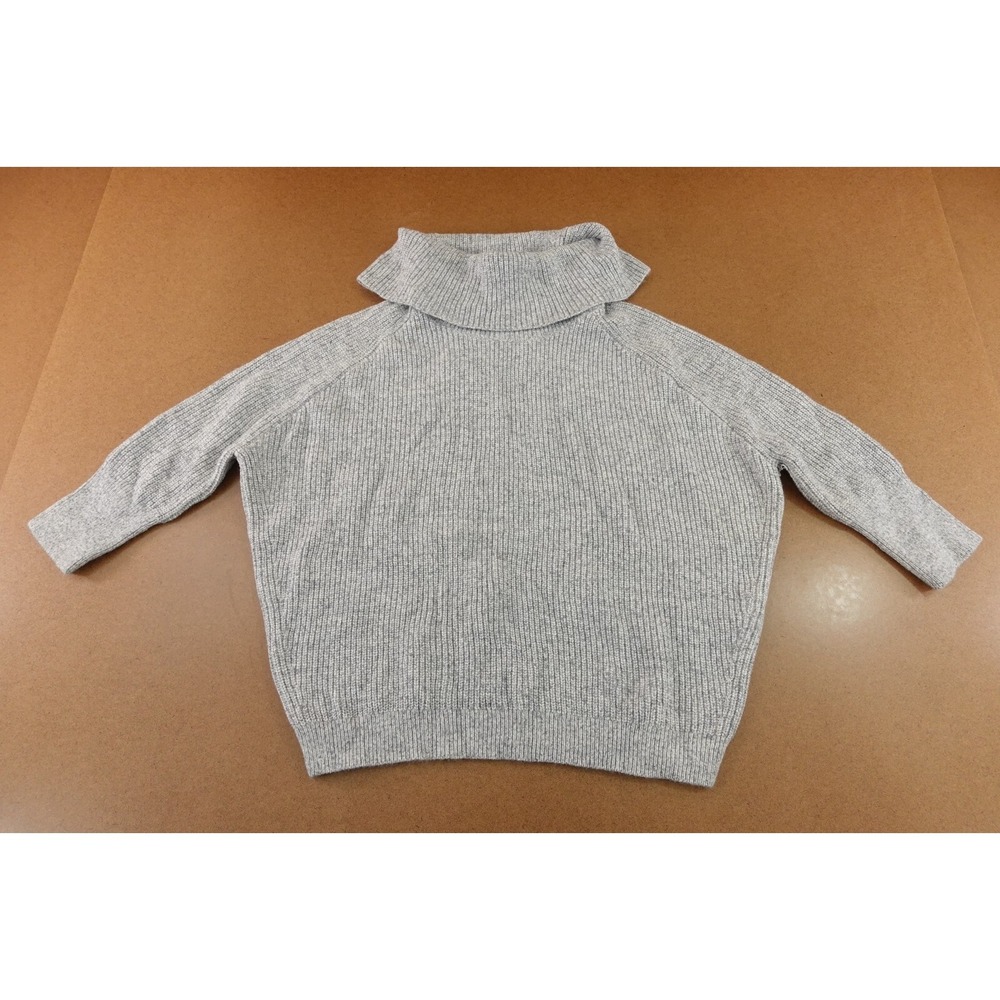 Chicos Womens Medium Oversized Gray Dolman Sleeve Cowl Neck Pullover Sweater New